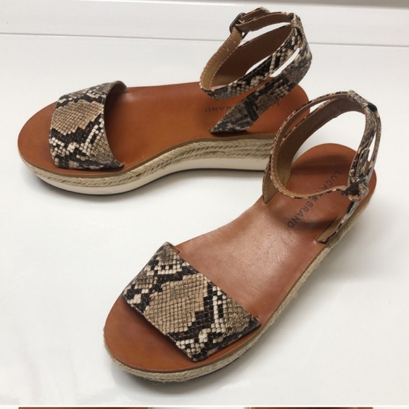 Lucky Brand Jeneka Snakeskin Espadrille Platform Ankle Strap Sandals 8.5 - Picture 5 of 5